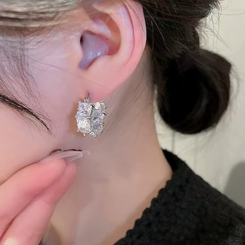 Hoops Earrings for Women Trendy, 14K Gold Plated Earrings 925 Sterling Silver Posts Rhinestone CZ Cubic Zirconia Hoop Earrings for Women2