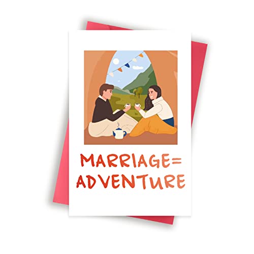 Wonderful Marriage = Adventure Greeting Card, Humor Married Card For Bride And Groom, New Adventures Camping Card Of Marriage For Boyfriend Girlfriend, Special Camping Birthday Anniversary Card #TOP7