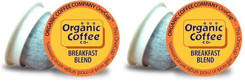 The Organic Coffee Co. Compostable Coffee Pods - Breakfast Blend (80 Ct) K Cup Compatible including Keurig 2.0, Medium Roast, USDA Organic,(Pack of 2)