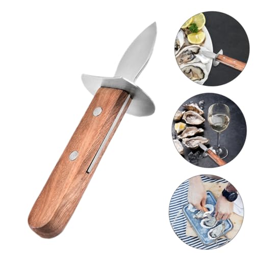 Foto von Austernmesser Edelstahl Austernöffner Holzgriff Austernbrecher Austern Shucker Muschel Meeresfrüchte Öffner Werkzeug Set Oyster Opener für Krabben Besteck