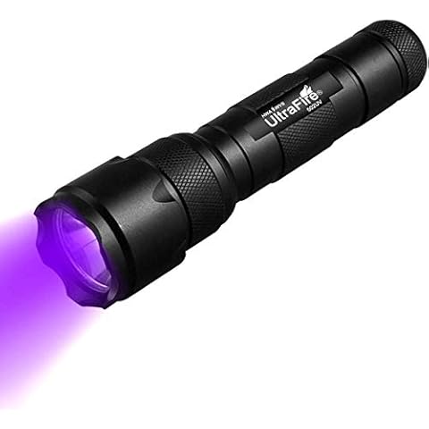 ULTRAFIRE UV LED Torch 395-405 nm Black Light Adjustable Focus Super Power 5W Ultraviolet Detector Single Mode Mini Tactical Torch for Pet Urine Stain, Bed Bug, Leak Detector, 502UV Cover