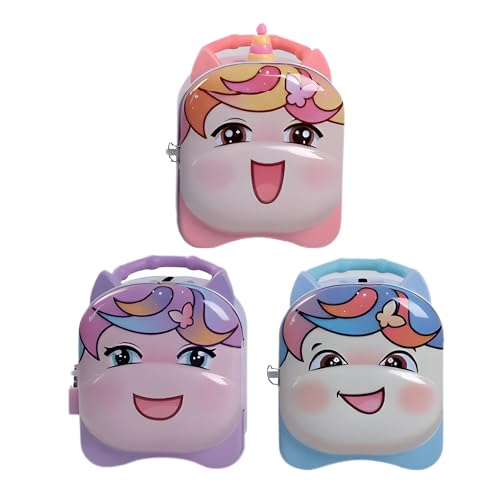 Image of Crackles Unicorn Piggy Bank for Girls with Lock & Key | Kids Money Bank Metal Coin Box | Cute Piggy Bank for Kids Girls | Kitty Bank, Gullak, Baby Money Bank, Gift Boys & Girl- Random Color