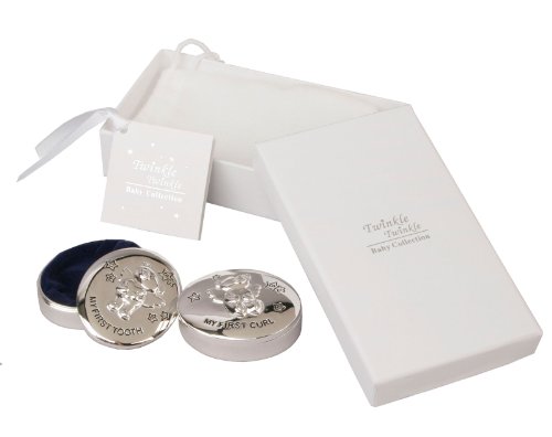 Die versilberte Lockendose und Zahndose Bärchen im Set - Geschenkset Twinkle