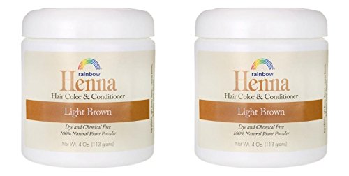 Rainbow Research Henna Light Brown Hair Color and Conditioner (Pack of 2) With Indigofera, 4 oz. each.