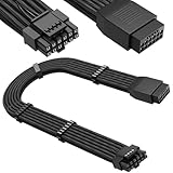 Xiatiaosann GPU 電源延長ケーブル、16 ピン (12+4) 12VHPWR PCIe 5.0 コネクタ オス - メス スリーブ付きケーブル、RTX 3090Ti 4070Ti 4080 4090 用、ケーブルコーム付き (16AWG、ブラック)