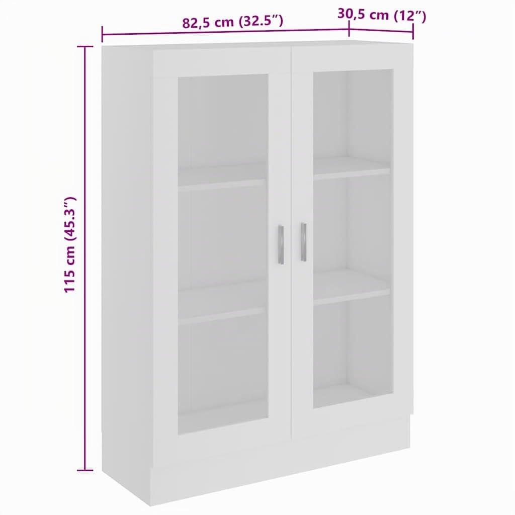 vidaXL Vitrina Armario de Libros Estantería Estante Soporte Almacenamiento Oficina Hogar Decoración de Madera Contrachapada Blanco 82,5x30,5x115 cm