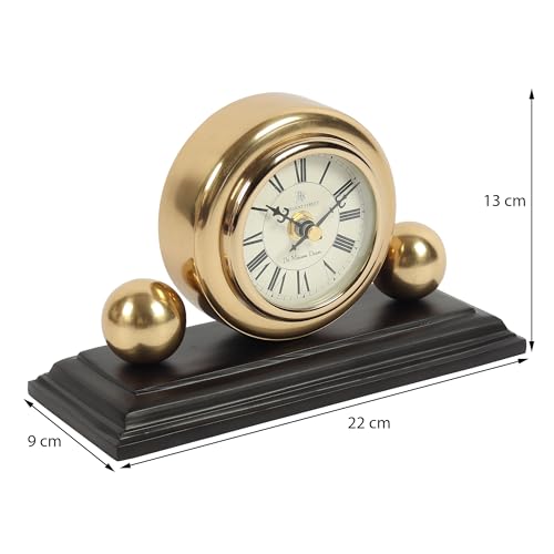 Image of Decor de Maison Brings Handcrafted Orbitron Table Clock for KidsRoom, Living Room, Bedroom, Study Table, Office|Classic Non-Ticking Tabletop Battery Operated Analog Desk Clock (Gold)