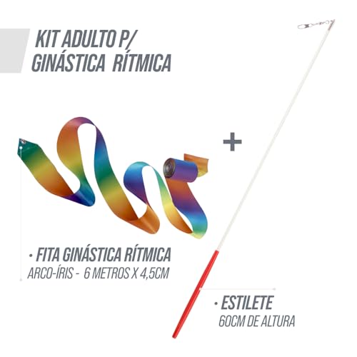 Kit ginástica rítmica adulto completo com maça conectável e arco de 90cm Pista e Campo (Purple)