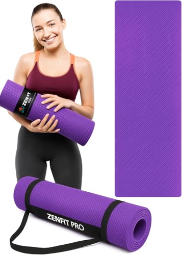 Image of Yoga Mat for Women and Men 4mm with Carry Strap EVA Material Extra Thick Exercise Mat for Workout Yoga Fitness Pilates and Meditation, Anti Tear Anti Slip For Home & Gym Use (Purple)