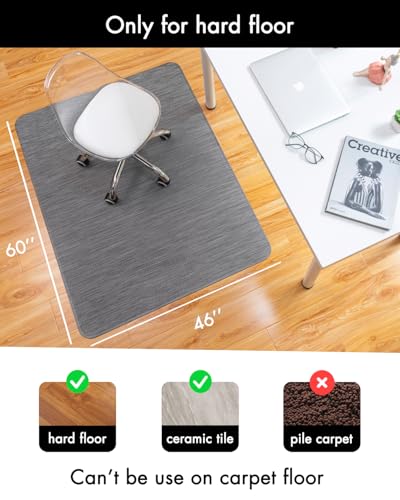 Image of BARoyal Office Chair Mat for Hardwood Floor Under Desk Computer Rolling Chair Mat for Wood /Tile Floor Non-Slip Heavy Duty Desk Rug PVC Plastic Hard Floor Protector 46 inchx 60 inch (Gray)