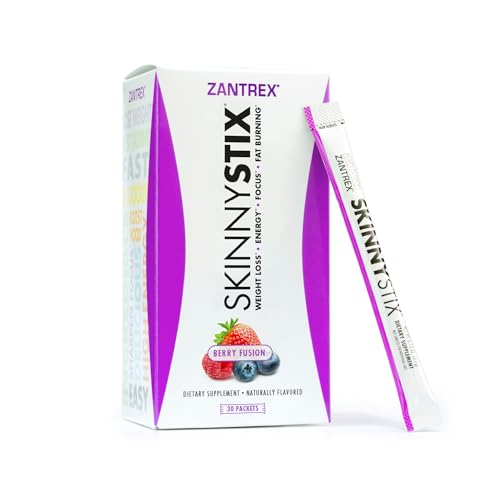Zantrex SkinnyStix Energy Powder – Increase Energy, Heighten Focus, Boost Mood – 10 Calories – Coffee Bean, Yerba Mate, Cayenne – 30 Count (Pack of 1) Berry Fusion