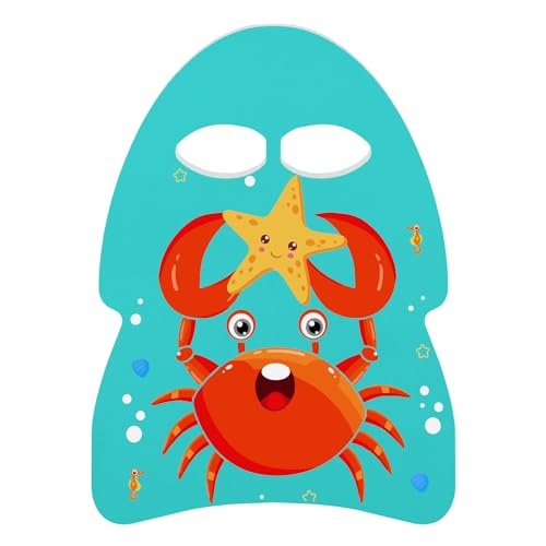 MoKo Tabla de Natación con Patrón de Dibujos Animados, Tablero Flotante para Entrenamiento de Natación, Herramienta Segura de Aprendizaje para Deportes acuáticos para Niños, Azul Cerceta y Cangrejos