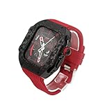 SOMKB Carbon Fiber Watch Case with Fluorine Rubber Watch Band Mod Kit，For Apple Watch Ultra 49mm, Fluororubber Strap Bezel，For Iwatch 8 7 45mm 6 5 4 SE 44mm(K,45mm)