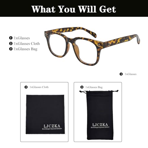 Image of LJCZKA Blue Light Blocking Glasses for Women Men Retro Square Frame Computer Gaming Glasses Anti Eyestrain Eyeglasses