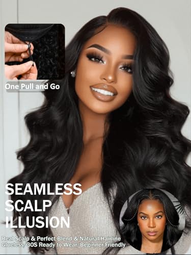 Image of KLAIYI Body Wave V Part Human Hair Wigs Glueless Upgrade U Part Wig 18Inch