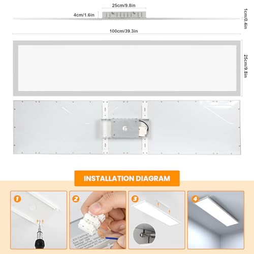 Panneau LED plafond rectangulaire dimmable avec sa telecommande - 5