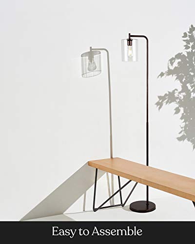 Brightech Elizabeth Led Floor Lamp, Tall Lamp With Glass Shade & Edison Bulb, Industrial Lamp For Living Rooms & Offices, Vintage Standing Lamp For Bedroom In Farmhouse Or Rustic Style - Bronze #TOP4