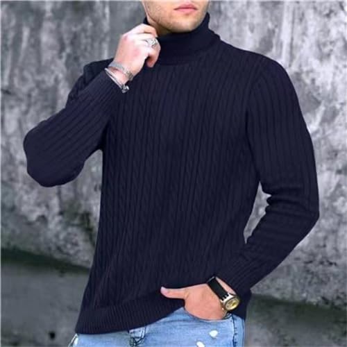 Mens Casual Knitted Turtleneck Pullover Slim Fit Sweaters Long Sleeves Fashion Twist Baselayer Jumper Warm Tops2