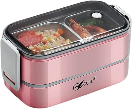 CECHAIN弁当箱 大容量 1400ml 二段 おべんとう箱 ランチボックス 漏れ防止 おしゃれ 軽量 ステンレス鋼 ランチボックス 電子レンジ対応 (ホワイト,1400ml) (1500ml,ピンク)