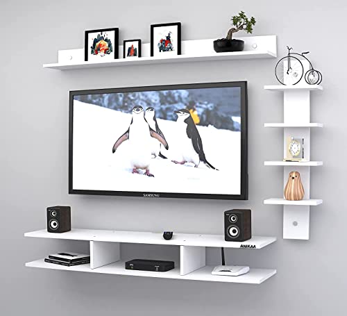 Image of Anikaa Sunray Engineered Wood Wall Mount TV Unit /TV Stand /Wall Set Top Box Stand /TV Cabinet /TV Entertainment Unit (White)(Ideal for Upto 50 inch)(D.I.Y)