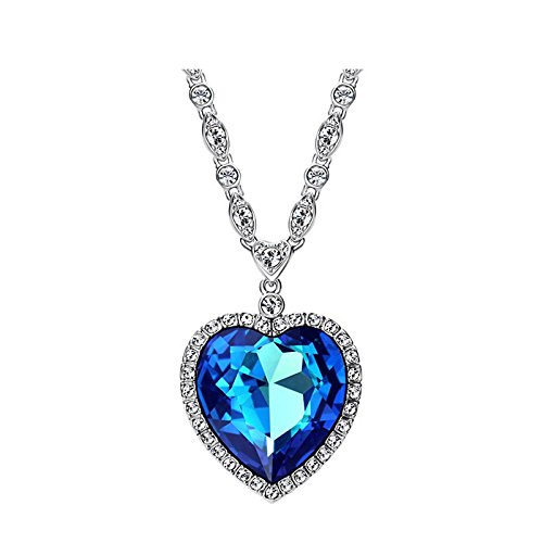 Ananth Jewels Swarovski Crystal Blue Titanic Ocean Heart Necklace Jewellery for Women - Image 4