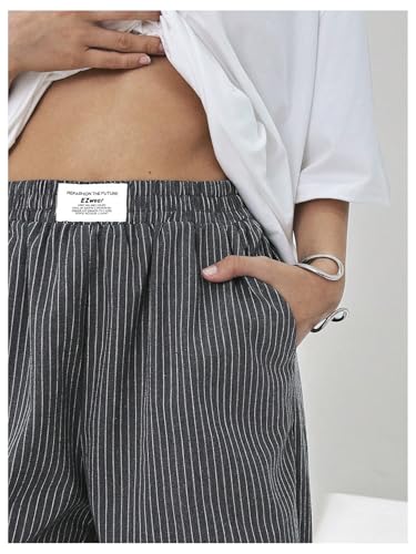 SOLY HUX Womens Striped Print Pants Straight Leg Lounge Casual Baggy Long Trousers 6