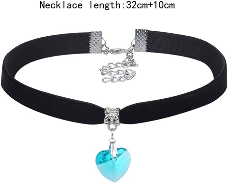 Hewill Gothic Classic Velvet Flannel Choker Necklace link Small Crystal Love Heart Necklace Chokers Clavicle Chain Necklace for Women Jewelry 6Pcs - Image 6