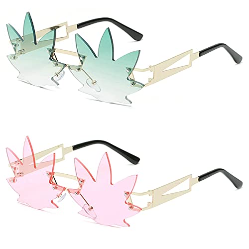 Image of Vintage Punk Sunglasses Men Women 2020 Fashion Colorful Rimless Leaf-shaped Sun Glasses