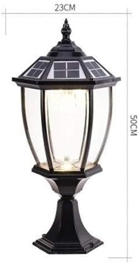 Fence Post Deck Lighting Retro Industrial Solar Post Light Outdoor Aluminum LED Column Lamp Vintage Waterproof Pillar Lamp for Garden Villa Street Park Landscape Street Lantern Waterproof Exterior Lam