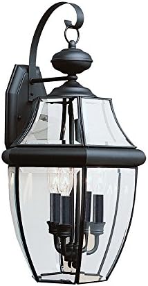 Sea Gull Lighting Generation 8040EN-12 Traditional Three Light Outdoor Wall Lantern from Seagull-Lancaster Collection in Black Finish