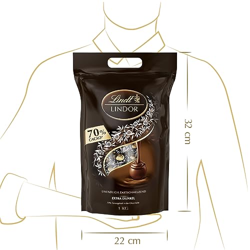 Lindt LINDOR Schokoladen Kugeln Extra Dunkel | ca. 80 Kugeln Edelbitterschokolade feinherb | dunkle Schokolade mit 70% Kakao | Großpackung, Pralinen-Geschenk | 1kg (1er Pack)
