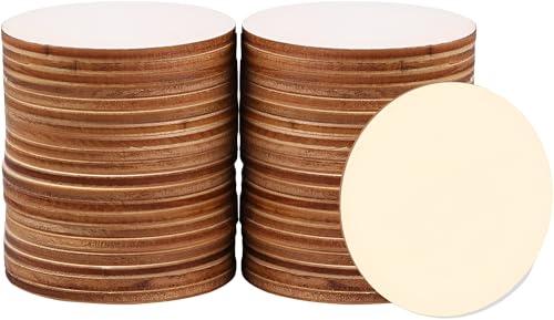 25 Pcs Wood Circles for Crafts 3 inch Unfinished Wood Circles 0.1'' Thickness Natural Wooden Disc Slices Cutout Round Discs Ideal for Crafts Painting Writing DIY Supplies Engraving Decorations