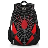 Bardic Kids Backpacks for Boys Girls | School Bag Lightweight Waterproof Bookbags for Primary, Kindergarten, Elementary Back to School Children 16.7 Inch Red Black
