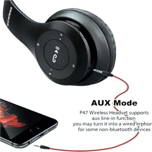 Image of Premium Cushioned Over-Ear Bluetooth Wireless Headphones with Mic | Deep Bass, TF Card, Soft Earcups | Perfect for Mobile, PC, Laptop & Music Lovers Black