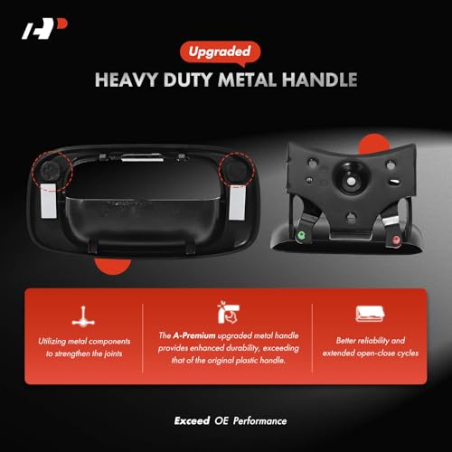 A-Premium Upgraded Metal Tailgate Handle with Bezel Trim Rod Clips Compatible with 1999-2007 Chevrolet Silverado GMC Sierra 1500 2500 3500, Replace# 15997911, 15228539, 15228541, 15228540 by A-Premium - Image 4