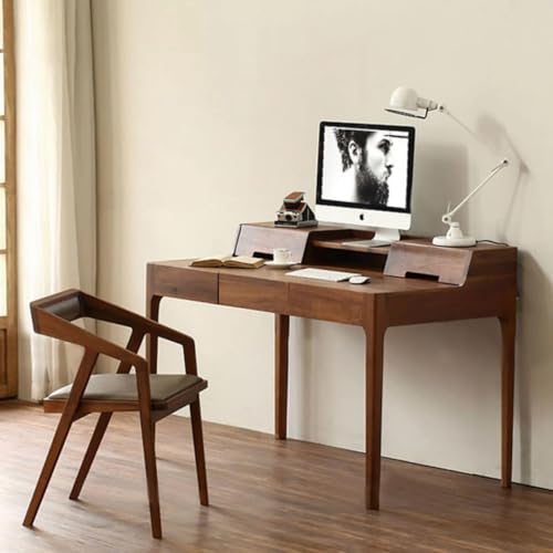 Image of Set of 2 Solid Wood Accent Chairs with Camel Cushion Seat, Modern Cafe Arm Chair for Home