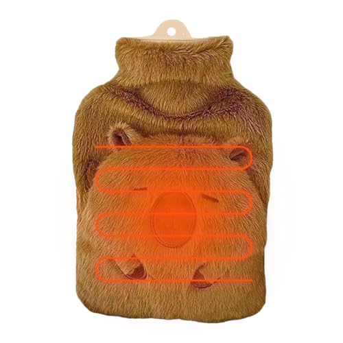 Huvqianu Bolsa de Agua Caliente - Forma Capibara Retencion Calor 1 Litro Calentador - Calentador De Cama Con Agua Caliente,Para Camping Viaje Espalda Escuela Hombro Piernas Cuello Mano Niños Mujeres