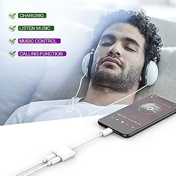 [Apple MFi Certified] Dual 2in1 Lightning Headphone Audio & Charger Adapter Splitter for iPad,2 Pack iPhone Headphone Adapter for iPhone 14/13/ 12/11/ XS/XS Max/XR/X/ 8/8plus/7/7 Plus/iPad