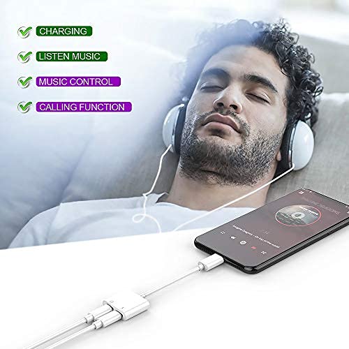 [Apple Mfi Certified] Dual 2In1 Lightning Headphone Audio & Charger Adapter Splitter For Iphone Ipad,2 Pack Iphone Headphone Adapter For Iphone 14/13/ 12/11/ Xs/Xs Max/Xr/X/ 8/8Plus/7/7 Plus/Ipad #TOP1