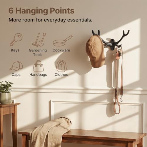 POZEAN Cast Iron Antler Hooks 2 Pack, Heavy Duty Wall Hook 50 lb Each by POZEAN - Used condition - Image 2