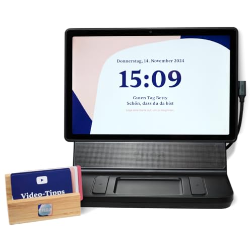 enna Dock con 5 schede di avviamento, tablet per anziani, facile da usare con carte, videochiamate con nonna e nonno, inviare foto, creare album fotografici, 30 giorni gratis