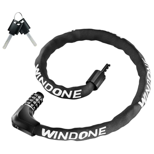 Windone Bike Lock Chain, 4 Digit Combination Heavy Duty Anti Theft Bicycle Chain Lock, 3.2 Feet Long Security Resettable Bike Locks for Bike, Bicycle, Motorcycle, Scooter, Door, Gate, Fence