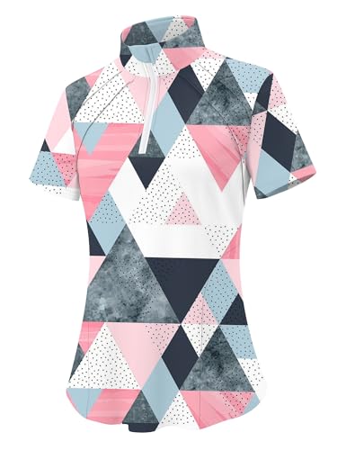 Image of LOMON Womens Golf Polo Shirts Summer Short Sleeve 1 /4 Zip Tops Moisture Wicking Casual Tennis Activewear with Pockets