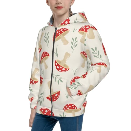 Cartoon Flat Mushrooms Kid Hoodies Boys Zip Up Sweatshirts Girls Pullover with Pocket