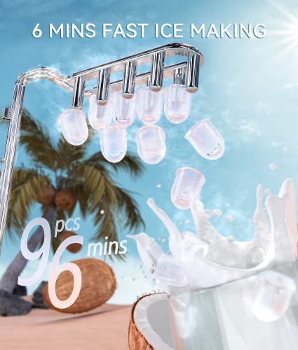 Ecozy Portable Ice Maker Countertop, 9 Cubes Ready In 6 Mins, 26 Lbs In 24 Hours, Self-Cleaning Ice Maker Machine With Ice Bags/Standing Ice Scoop/Ice Basket For Kitchen Office Bar Party, Aqua #TOP1