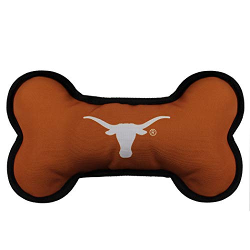 Pets First NCAA Texas Longhorns Bone Toy for Pets. Cute Dog Toy with Inner Squeaker & Team Logo in Vibrant Team Color
