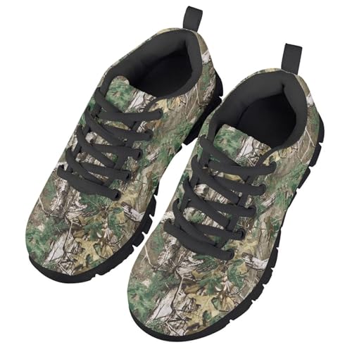 HUIACONG Brown Camouflage Boys Tennis Trainers Forest Camo Kids Lacing Sneaker Size 3 Girls Road Running Shoes for Children Walking Shoes Slip-on Laces Up3