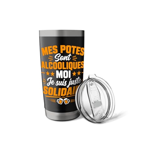 Mes Potes Sont Alcooliques apéro Cadeau beauf Alcool Humour Gobelet isotherme en acier inoxydable double paroi – vue 5