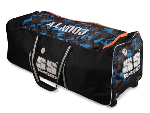 SS Cricket County Premium Cricket Kit Bag - Full Size, with 2 wheels fits a full size cricket kit for Adults - Black Color