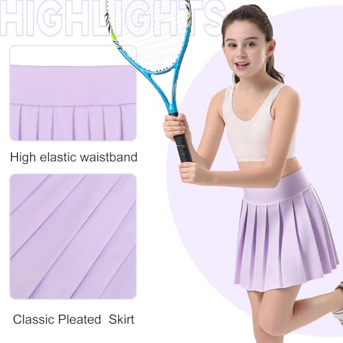 Image of Bezioner Girls Tennis Skirt A-Line Pleated Skirt with Shorts Pocket Uniform Skort for Golf Athletic Cheerleading